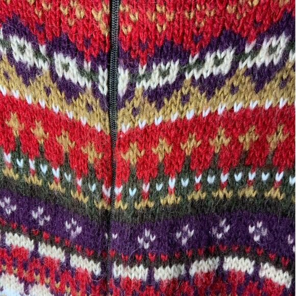 Tanjay Nordic Sweater Women L Striped Full Zip Stretch Rib Knit Preppy Americana - Picture 5 of 6